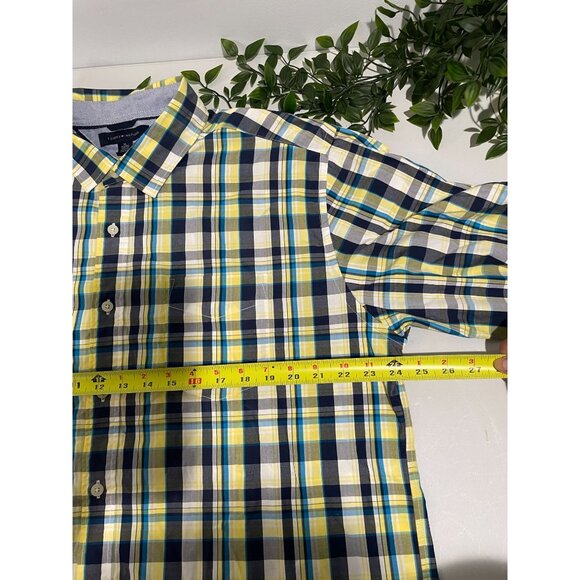 Tommy Hilfiger Mens XL Plaid Button-Down Shirt Yellow/Blue100%Cotton Long Sleeve - Picture 10 of 12